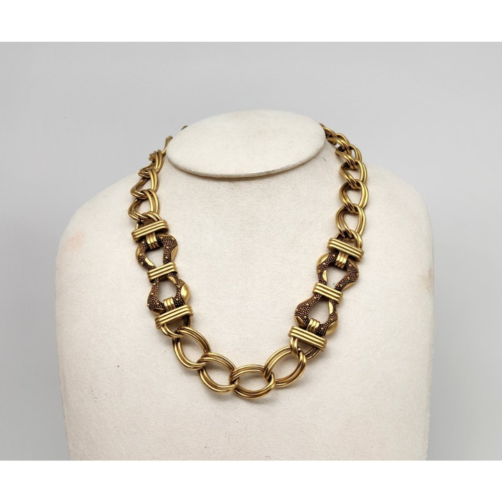 Vintage Monet Antique Goldtone Chain Link Necklace 19''L